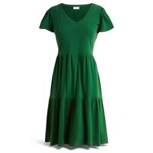 NWT J.Crew Tiered Knit Mini Dress Green Size M